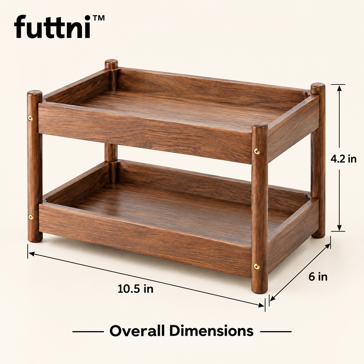 futtni™ Tiered Desk Tray — size and presentation