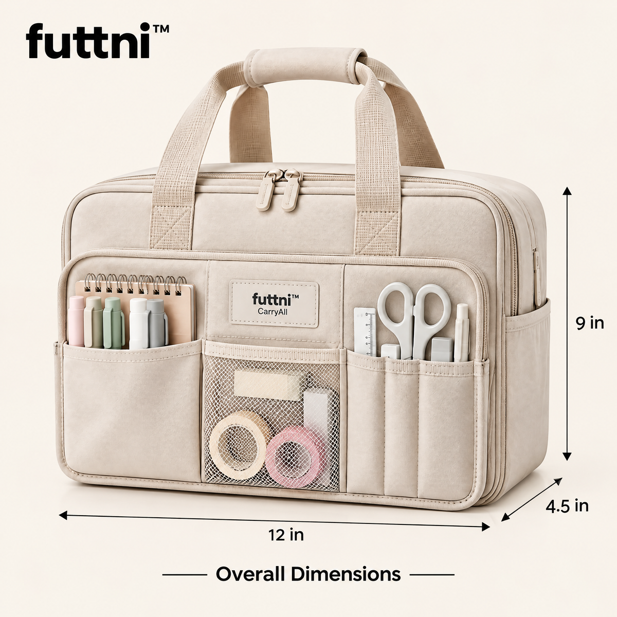 futtni™ CarryAll Journal Tote — size and presentation