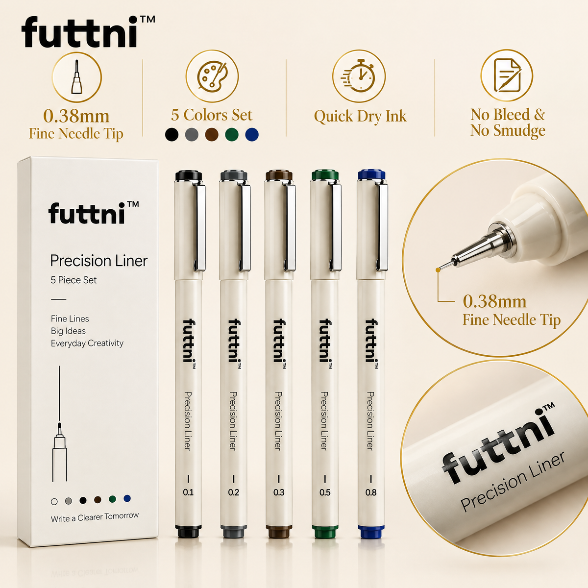 futtni™ Precision Liner Pen Set — detail