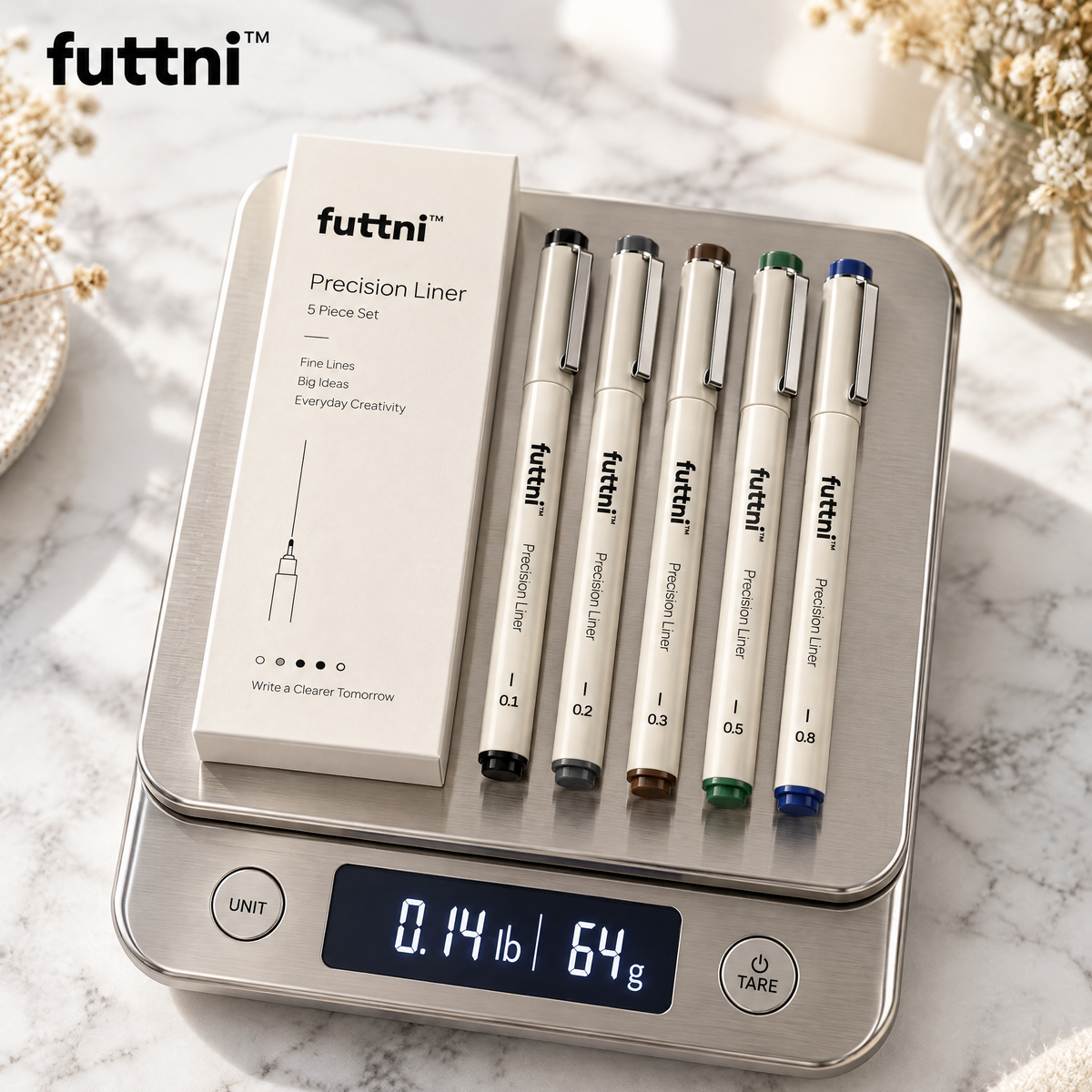 futtni™ Precision Liner Pen Set — weight and presentation