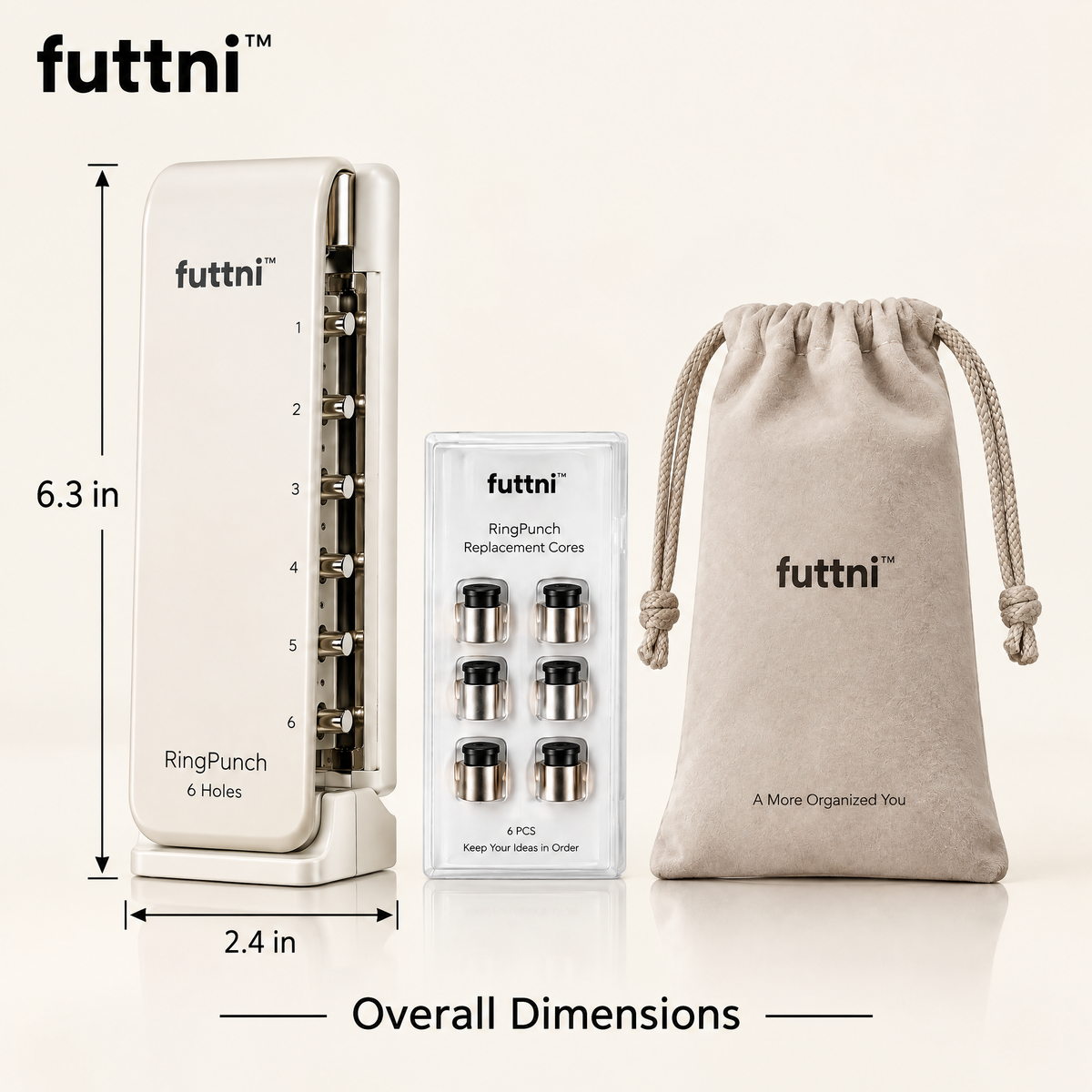 futtni™ RingPunch & Refill Kit — size and presentation